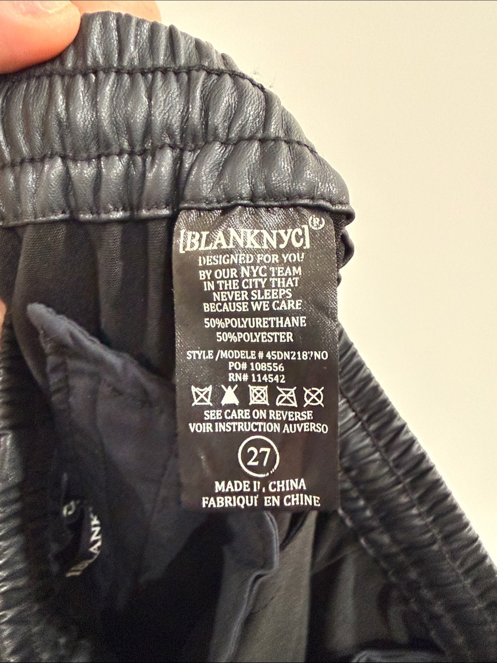 Blank NYC Black Faux-Leather Track Joggers - Picture 10 of 11
